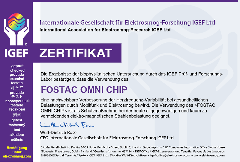 Certificat IGEF FOSTAC OMNI CHIP