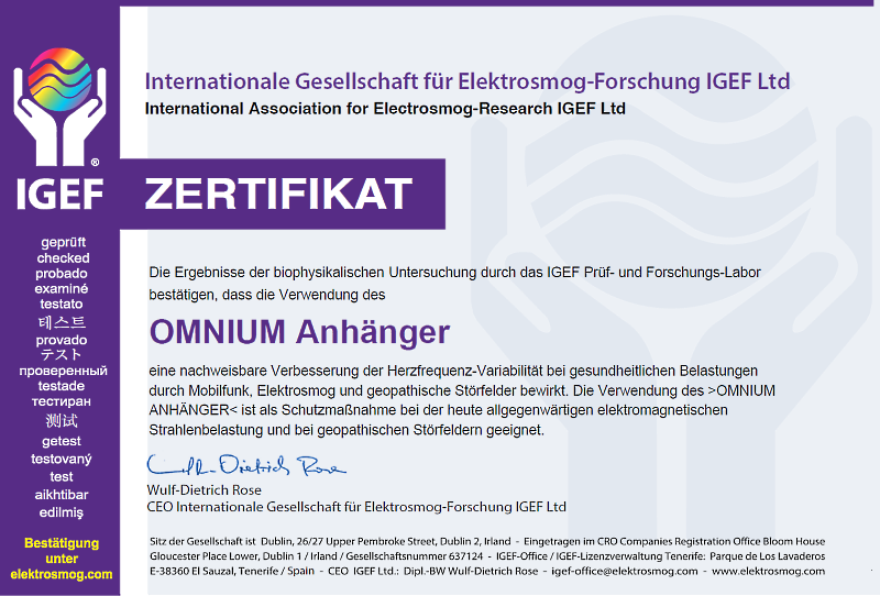 IGEF Zertifikat OMNIUM ANHÄNGER